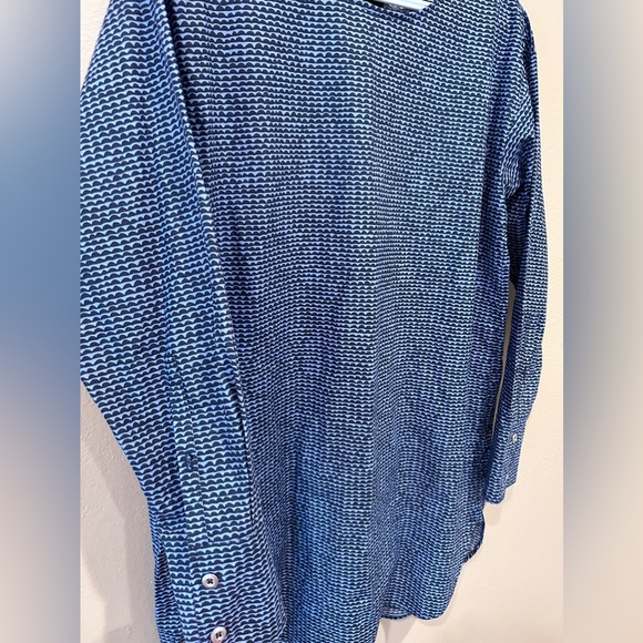 Marimekko Elma Tunic Geometric in Light Blue Long Button Sleeves Size 40/M EUC - Picture 4 of 11
